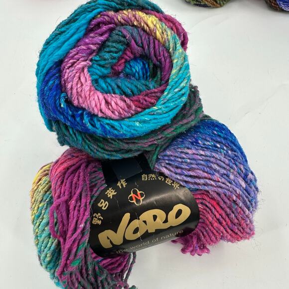 2 Noro TAIYO Yarn Cotton Wool SILK Skeins #10 Green Purple Pink Yellow Aqua - Picture 1 of 7